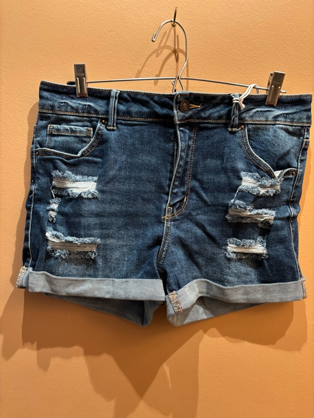 Wax Jeans Distressed Cuffed Original Denim Dark Wash Size Large NWT